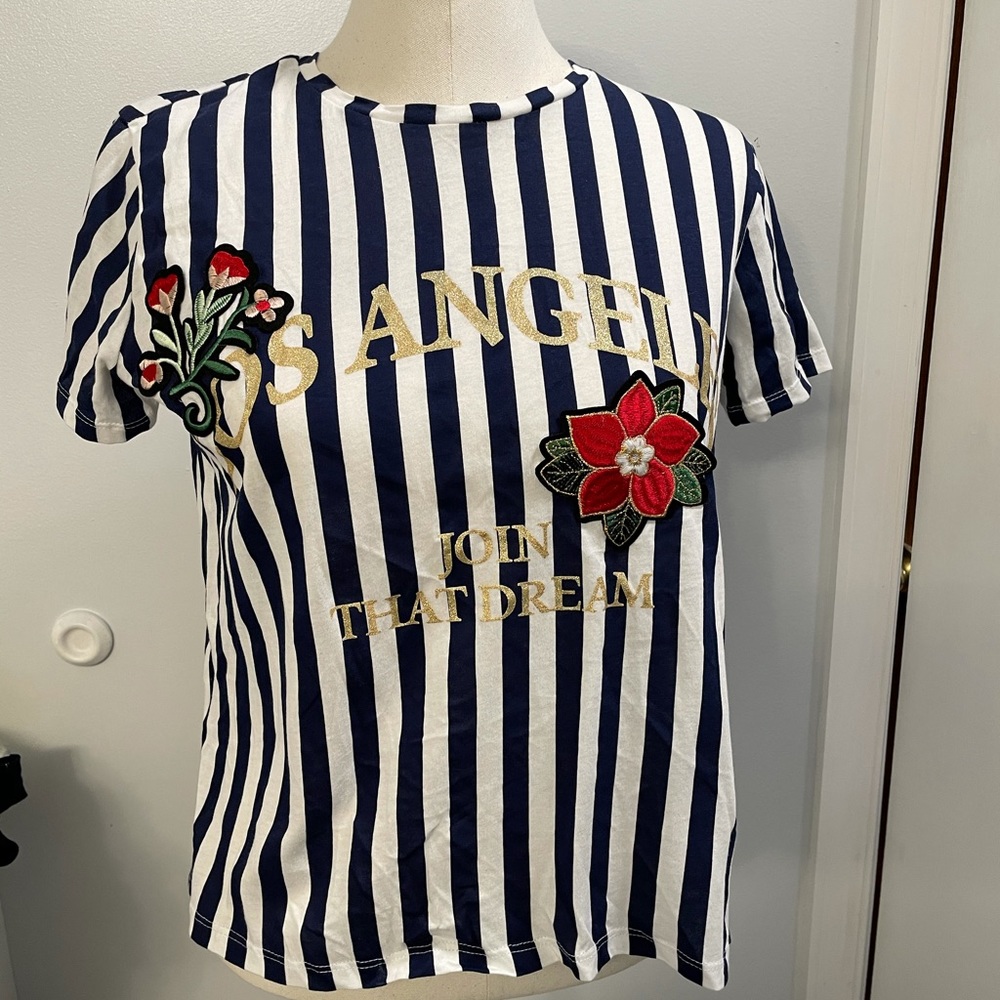 Zara Trafaluc striped short sleeve top